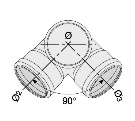Крестовина Sinikon Стандарт Дн110х110х110 на 67° двухплоскостная, для внутренней канализации, полипропиленовая