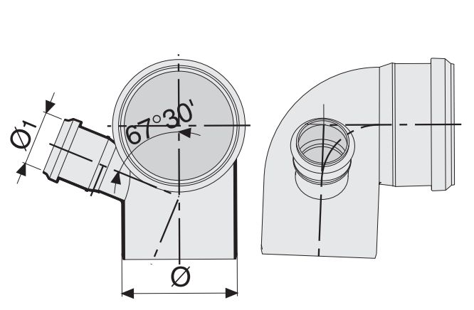 Отвод внутренний Sinikon Стандарт Дн110-50x87° с левым патрубком