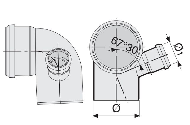 Отвод внутренний Sinikon Стандарт Дн110-50x87° с правым патрубком