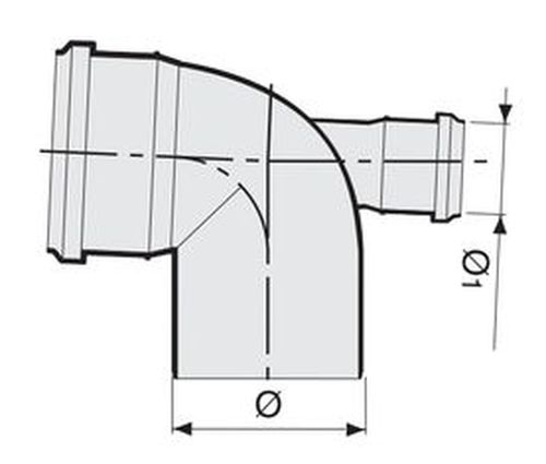 Отвод внутренний Sinikon Стандарт Дн110-50x87° с фронтальным патрубком (выход сзади)