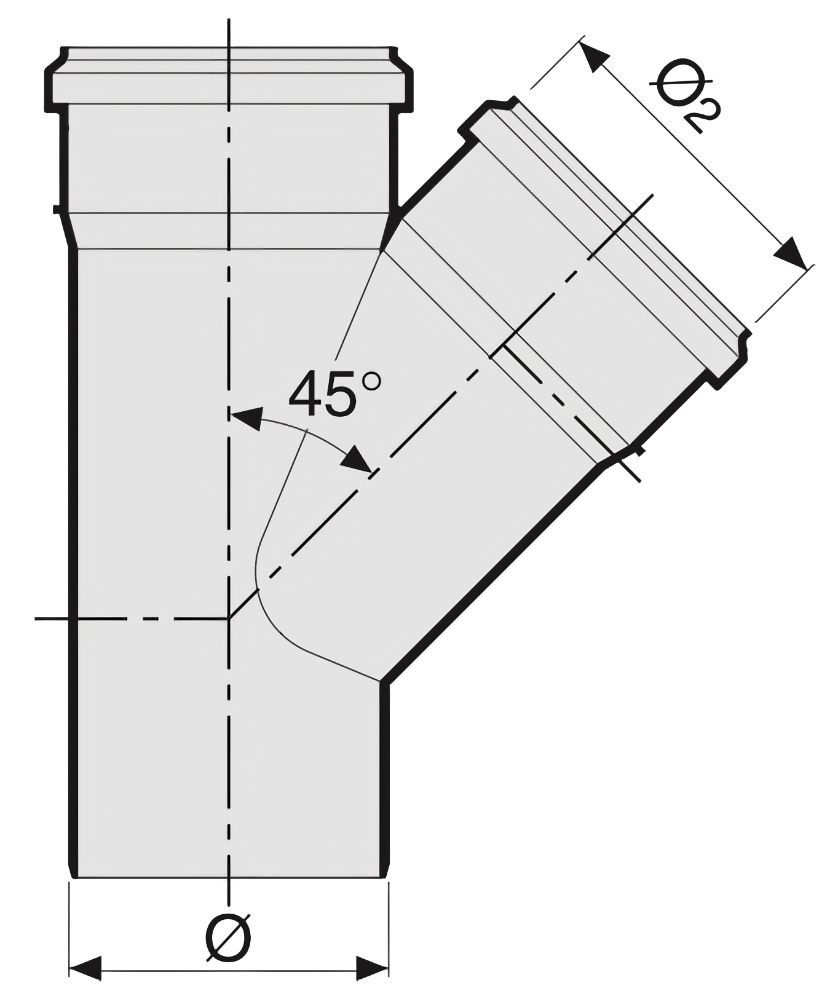 Тройники SINIKON Универсал полипропиленовые Ду110-160 45° для наружной канализации