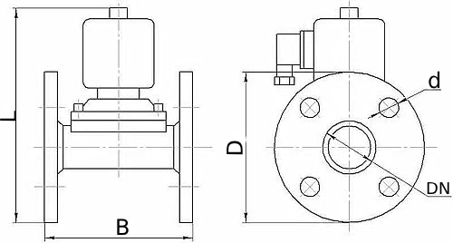 Клапан электромагнитный Smart SM-7207 Ду25 Ру10 фланцевый, прямого действия, нормально открытый, корпус - нержавеющая сталь AISI-304, уплотнение - FKM, AC110V