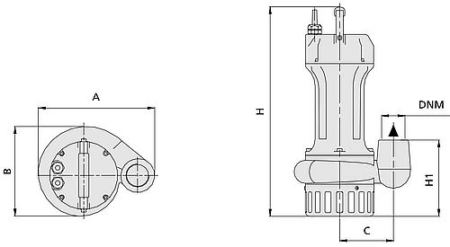 Насос дренажный SPERONI ECM 100-DS Ду40 погружной, вертикальный, мощность - 0.75кВт, напор - 11м, производительность - 27м3/час, 230В, рабочее колесо - чугун