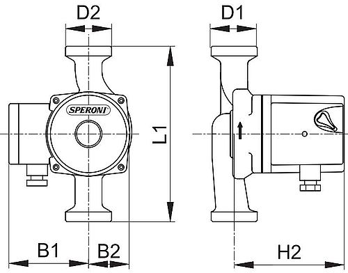 Насос циркуляционный SPERONI SCRS 25/40-130 BR. Ду25 Ру10 поверхностный, горизонтальный, мощность - 0.069кВт, напор - 4м, производительность - 3.2м3/час, 230В, рабочее колесо - технополимер