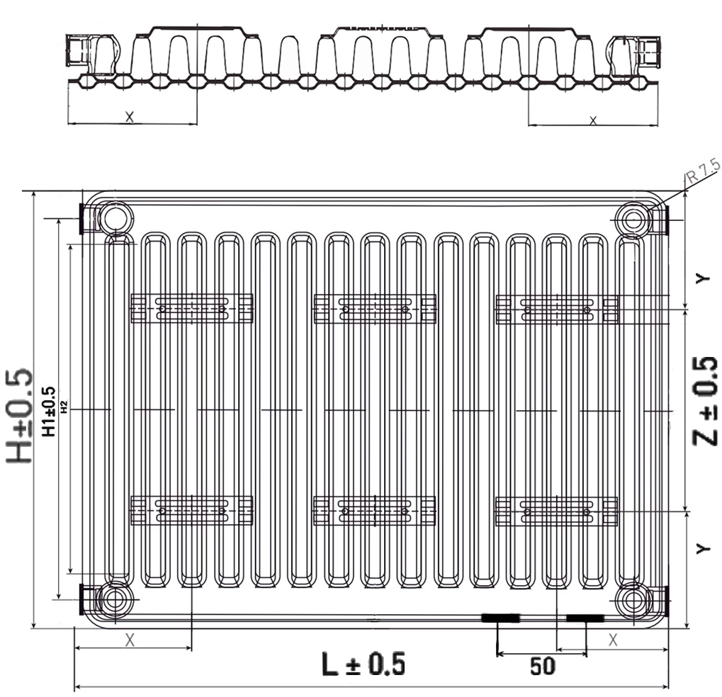 Радиаторы стальные панельные STI Ventil Compact 11, высота 500 мм, длина 400-1400 мм