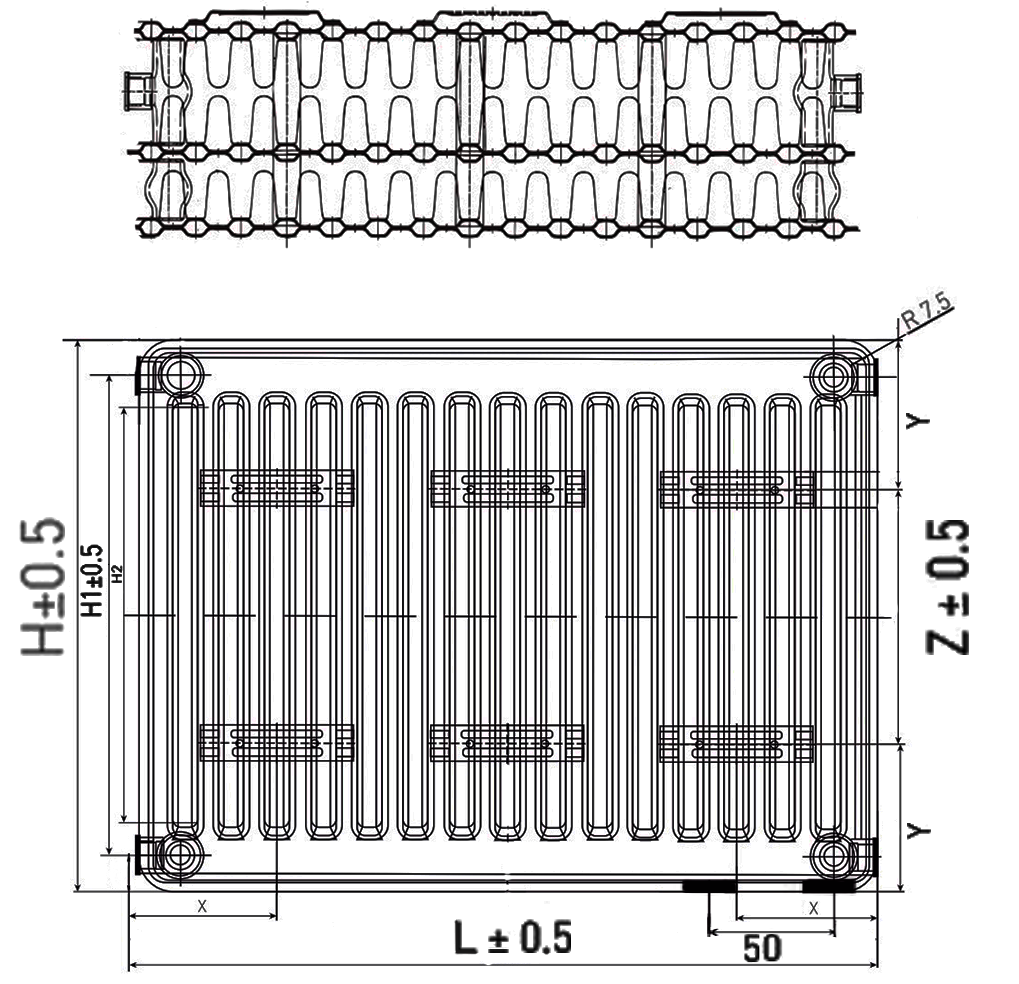 Радиаторы стальные панельные STI Ventil Compact 21, высота 300 мм, длина 1000-2000 мм
