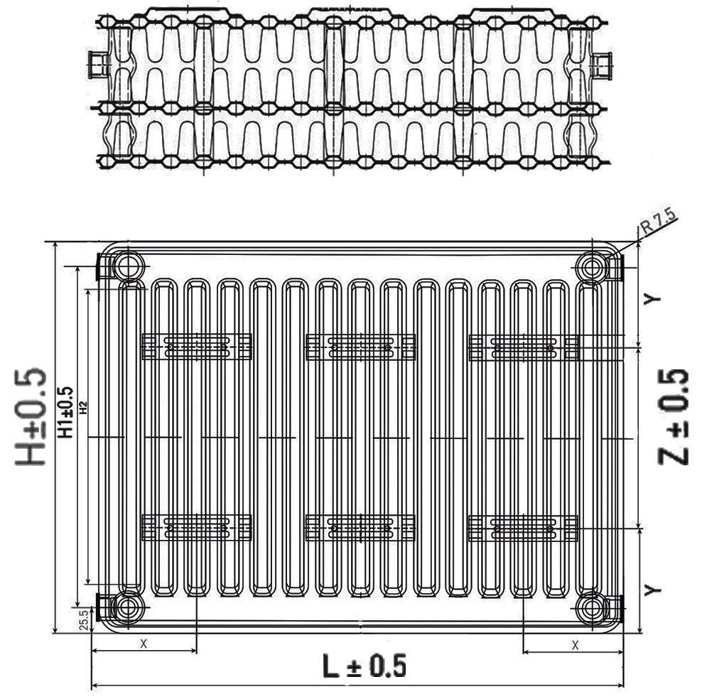 Радиаторы стальные панельные STI Compact 33, высота 300 мм, длина 1900 мм