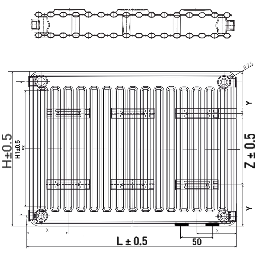 Радиаторы стальные панельные STI Ventil Compact 20, высота 500 мм, длина 500-1000 мм