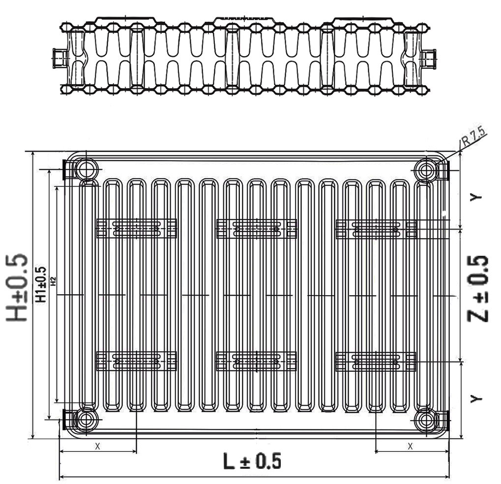 Радиаторы стальные панельные STI Compact 22, высота 300 мм, длина 500-4000 мм