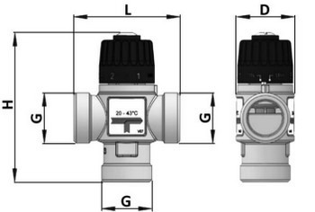 Термостатический смесительный клапан для систем отопления и ГВС STOUT 1" НР 30-65°С KV 2,3 SVM-0125-236525
