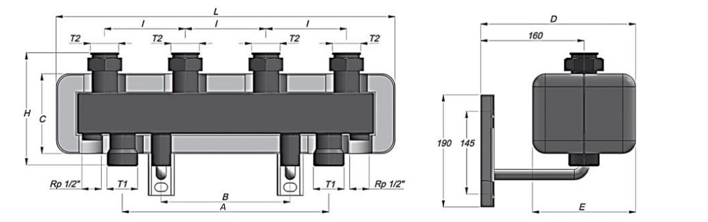 Коллектор распределительный стальной Stout SDG-0018 1″ 1/2 Ду25 Ру4 со встроенным гидравлическим разделителем, 3 выхода