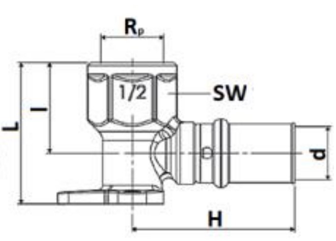 Уголки соединительные STOUT SFP-0018 Ду16-20 Ру16 пресс с креплением (водорозетка), латунные, для металлопластиковых труб