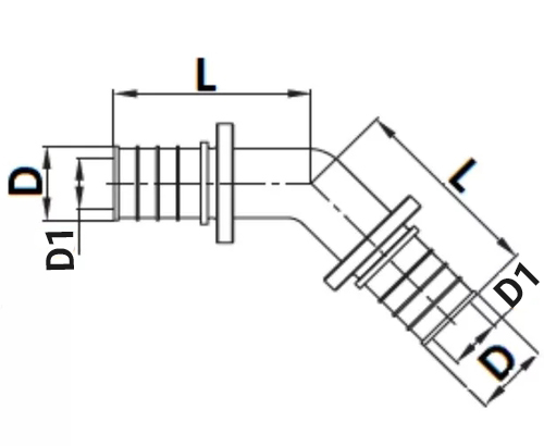 Уголок STOUT SFA-0031 Дн32 45° аксиальный для трубы PEX