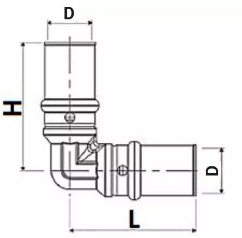 Уголок соединительный STOUT SFP-0009 Ду20 90° пресс, латунный, для металлопластиковых труб