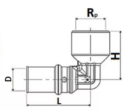 Уголок-переходник соединительный STOUT SFP-0010 20x1/2″ Ру16 пресс, латунный, для металлопластиковых труб