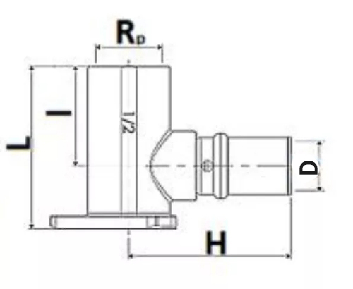 Уголок соединительный STOUT SFP-0012 16x1/2″ Ру16 пресс с креплением (водорозетка), латунный, для металлопластиковых труб