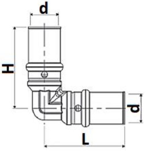 Уголки соединительные STOUT SFP-0009 Ду16-32 90° пресс, латунные, для металлопластиковых труб