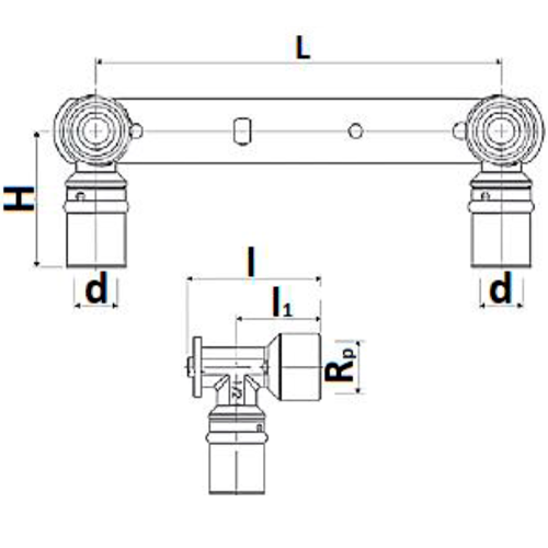 Угольники прессовые STOUT SFP-0013 Ду16х1/2″ Ру16 двойные на планке с креплением (водорозетка), настенные, с внутренней резьбой , корпус- латунь, для металлопластиковых труб