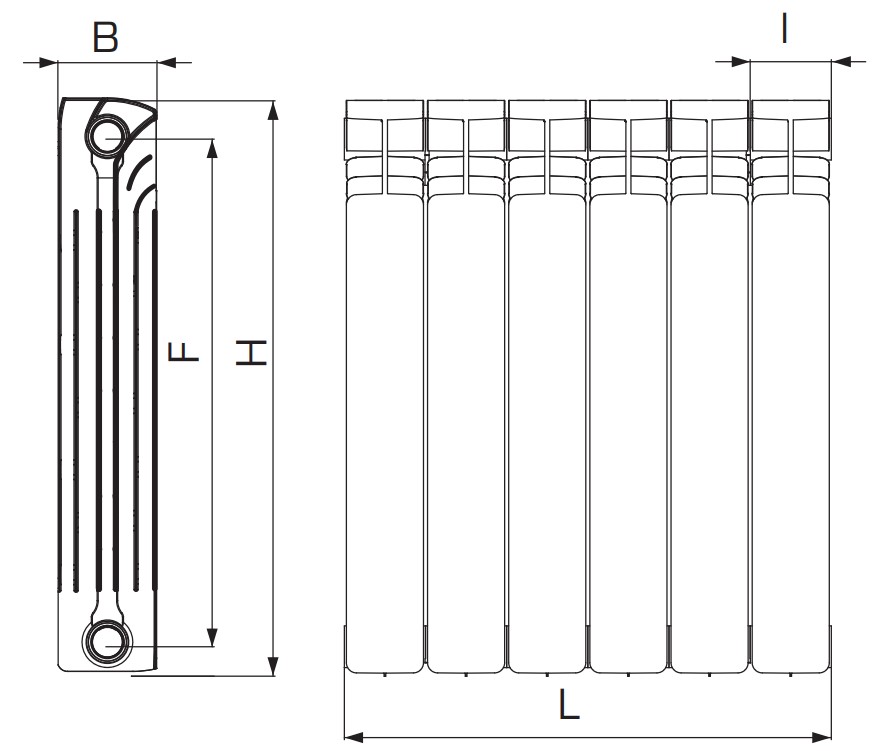 Радиаторы биметаллические Stout Space RAL9016 500 4-14 секций, боковое подключение