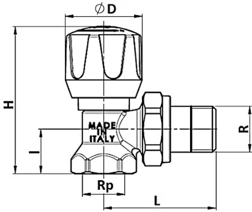 Клапан терморегулирующий ручной STOUT угловой Ду20 Ру10 для радиаторов
