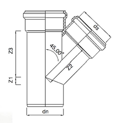 Тройники полипропиленовые STOUT Дн58-110 (45°) для бесшумной канализации