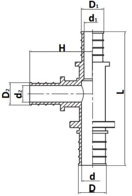 Тройники переходные для труб из сшитого полиэтилена STOUT SFA-0014 Ду16-32 Ру16 , аксиальные