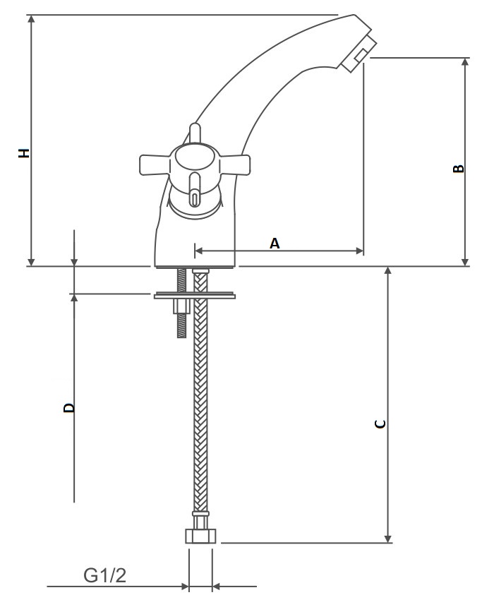 Смеситель для раковины SWES Borsa длина 121  мм, двухвентильный, излив традиционный, хром