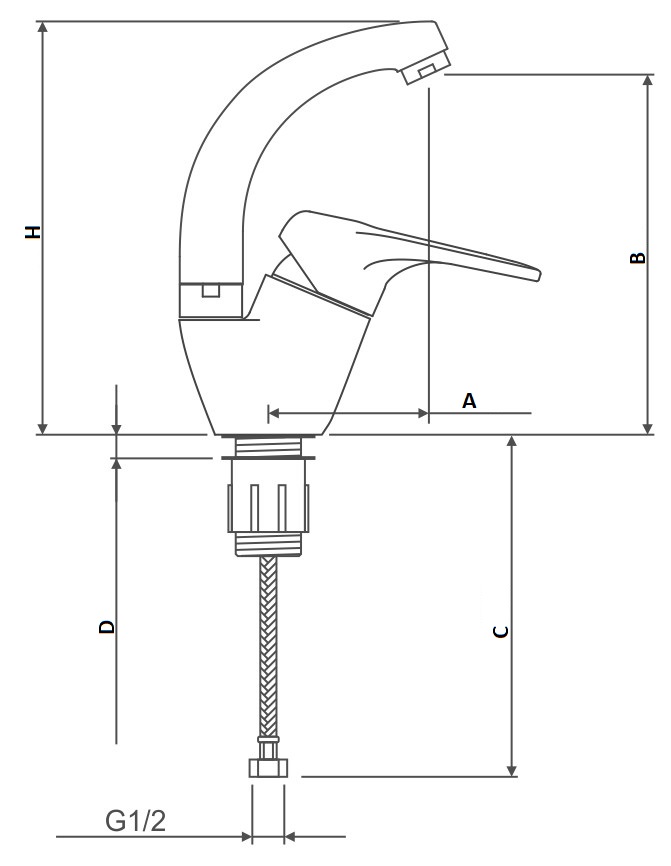 Смеситель для раковины SWES Globo длина 75  мм, одноручный, излив короткий форма утка, хром