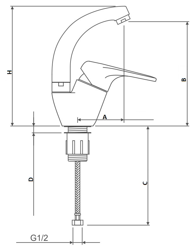 Смеситель для раковины SWES Intro длина 75  мм, одноручный, излив короткий форма утка, хром