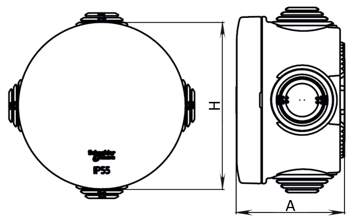 Коробка распределительная Systeme Electric открытой установки 65х40 мм, 4 ввода, IP55