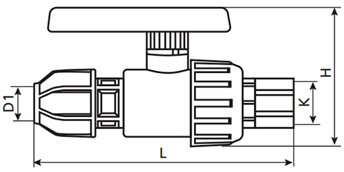 Кран шаровой TEBO TR-TB Дн32x1″ Ру10 разъемный, полипропиленовый, компрессионное/внутренняя резьба, управление ручка-рычаг для труб ПНД