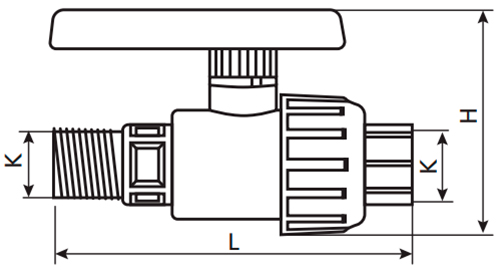Кран шаровой TEBO TR-TB Дн3/4″x3/4″ Ру10 разъемный, полипропиленовый, внутренняя/наружная резьба, управление ручка-рычаг для труб ПНД