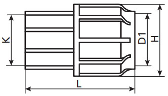 Муфта компрессионная TEBO KOM-VR Дн32x1″ Ру10 для ПНД труб, переходная, разъемная, внутренняя резьба, корпус - полипропилен