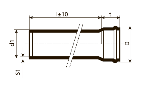 Труба TEBO Дн110х2.7 мм, длина 1000 мм, полипропиленовая, для внутренней канализации, с раструбом