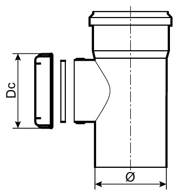 Ревизия канализационная TEBO Дн110 с крышкой, безнапорная, полипропиленовая, серая для внутреннего монтажа
