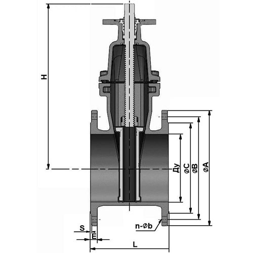 Задвижка клиновая Tecofi VOC4241CMR Ду100 Ру10/16 фланцевая, корпус - чугун, уплотнение - EPDM, обрезиненный клин, Тмакс=110°С, под электропривод