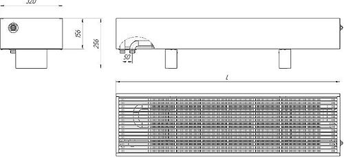Конвектор напольный концевой TEPLA Neo Expo 156x320 5.95 кВт нижнее правое подключение наружная резьба 3/4″