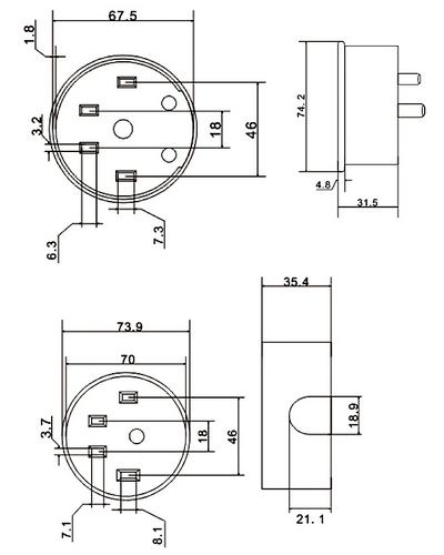 Разъем TOKOV ELECTRIC РШ-ВШ, с заземлением, номинальный ток - 32 А, номинальное напряжение - 380 В, количество полюсов - 3, степень защиты IP20, цвет - черный