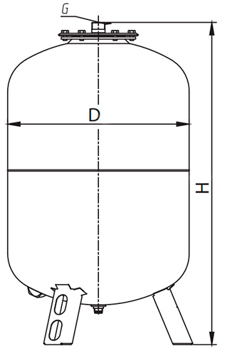 Расширительный бак Uni-Fitt WRV Ру10 500л мембранный, для систем отопления, корпус - сталь, цвет - красный