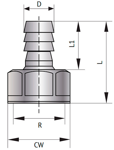 Штуцер Uni-Fitt 630G Ду15x1/2″ Ру30 корпус - латунь, присоединение - аксиальное/внутренняя резьба