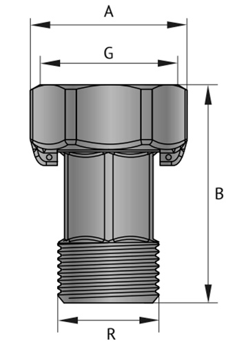 Соединители латунные Uni-Fitt 1/2x3/4″ Ду15x20 Ру30 разъемные, прямые, для водосчетчиков, с накидной гайкой, корпус - латунь, уплотнение - паронит, присоединение - наружная/внутренняя резьба