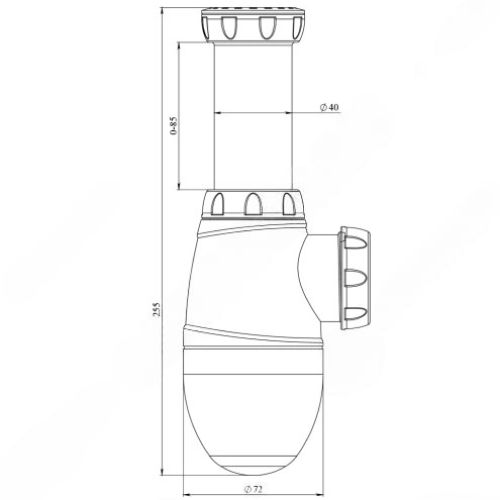 Сифон для кухонной мойки бутылочный Unicorn B500 1 1/2″х40 без выпуска