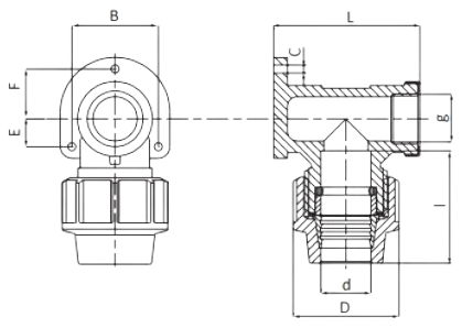 Водорозетка Unidelta Deltone Дн20x1/2″ Ру16, для труб ПНД, присоединение - компрессионное / внутренняя резьба, корпус - полипропилен PP-B
