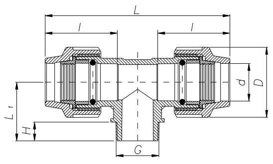 Тройники компрессионные Unidelta DeltONE Ру16 с резьбовым отводом, компрессионное / наружная резьба, корпус - ПНД