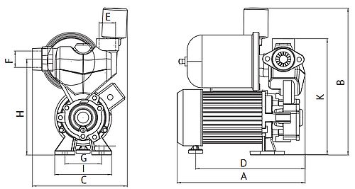 Насосные станции Unipump AUPS Ду25-40х25-40 Ру6 мощность - 0.55-1.1кВт, производительность - 3-4.68м3/час, напор - 38-48м, материал рабочего колеса - латунь