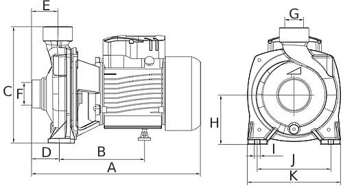 Насос поверхностный Unipump CPM 750 Ду50х50 Ру4.5 мощность - 0.75кВт, производительность - 21м3/час, напор - 11м, материал рабочего колеса - латунь