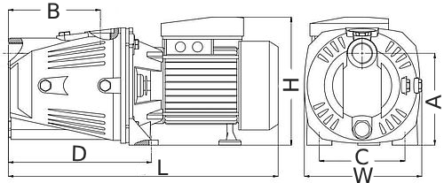 Насос поверхностный Unipump JET 80 L Ду25х25 садовый, мощность - 0.6кВт, производительность - 3м3/час, напор - 38м, материал рабочего колеса - латунь