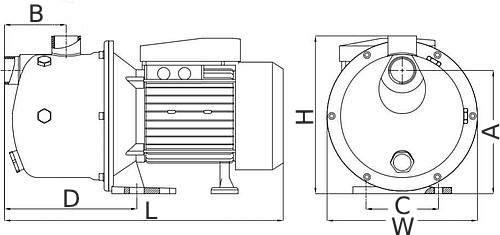 Насос поверхностный Unipump JS 60 Ду25х25 садовый, мощность - 0.45кВт, производительность - 2.4м3/час, напор - 33м, материал рабочего колеса - латунь