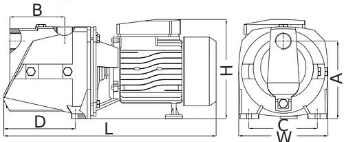 Насосы поверхностные Unipump JSW Ду25х25 садовые, мощность - 1кВт, производительность - 4.2м3/час, напор - 40м, материал рабочего колеса - латунь