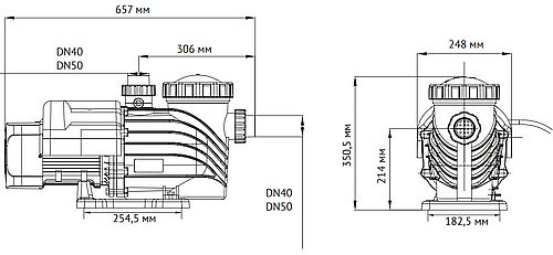 Насос поверхностный Unipump JET POOL SPP 2000 Ду40/50х40/50 Ру0.7 для бассейна, с предфильтром, мощность - 2кВт, производительность - 32м3/ч, напор - 20м, материал рабочего колеса - PPO-GF20